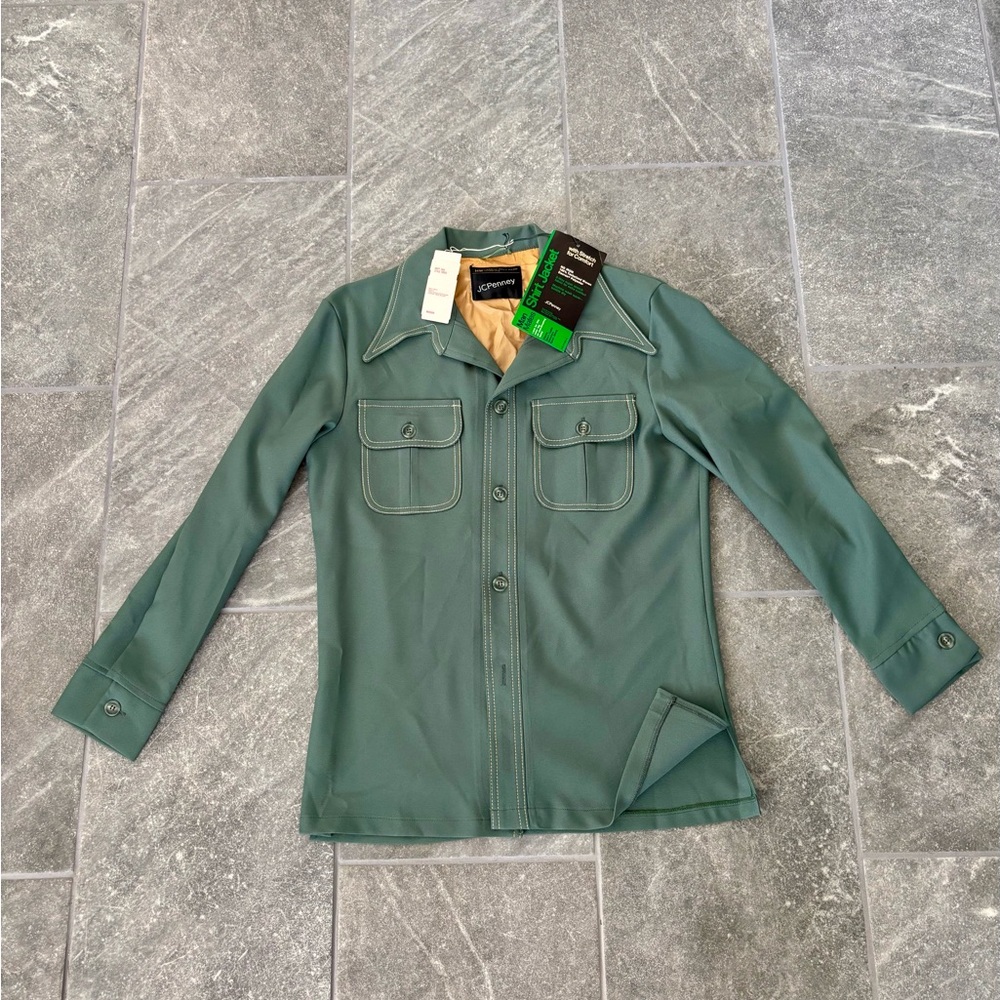 JCPenney Green Lightweight Shirt Jacket Structured Design
